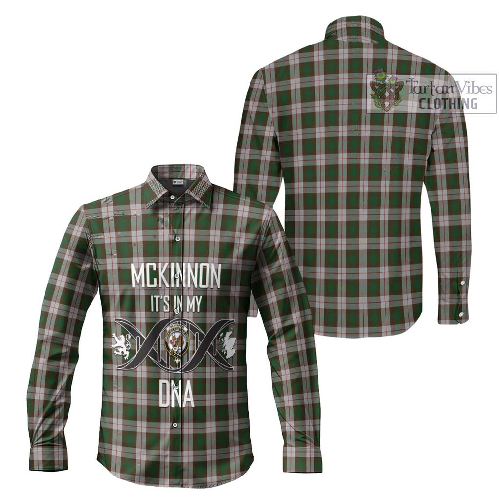 McKinnon Dress Tartan Long Sleeve Button Shirt with Family Crest DNA In Me Style Men's Shirt - Tartanvibesclothing Shop