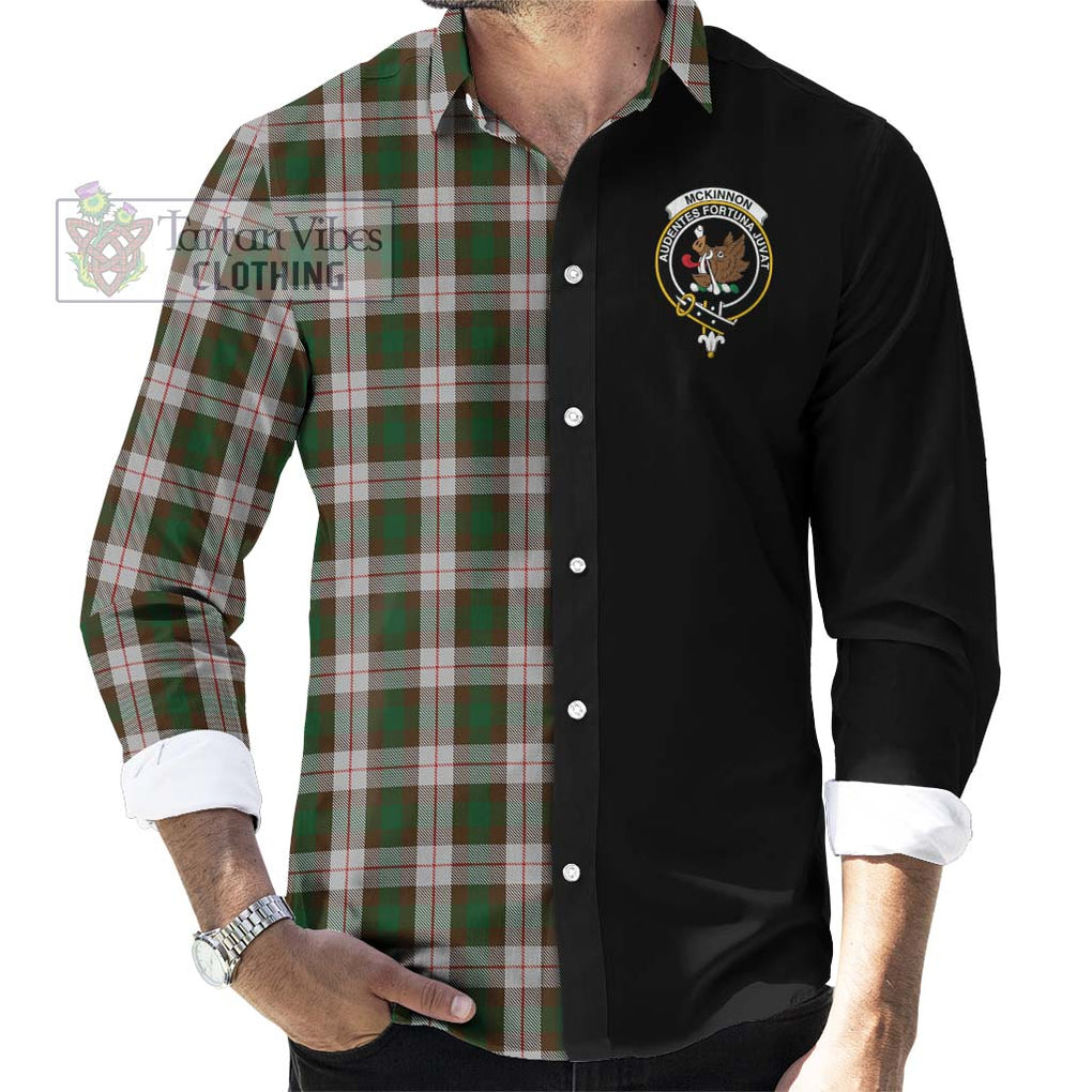 McKinnon Dress Tartan Long Sleeve Button Shirt with Family Crest and Half Of Me Style - Tartanvibesclothing Shop