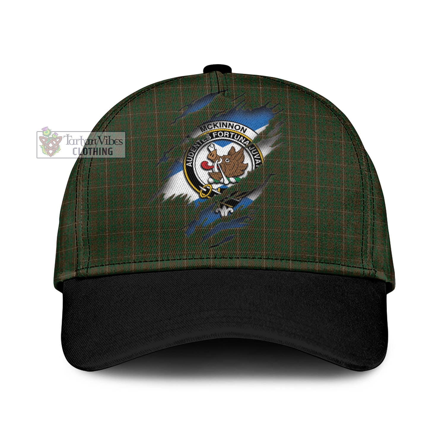 Tartan Vibes Clothing McKinnon Hunting Tartan Classic Cap with Family Crest In Me Style