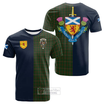 Tartan Vibes Clothing McKinnon Hunting Tartan Cotton T-shirt with Scottish Lion Royal Arm Half Style