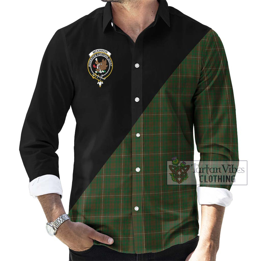 McKinnon Hunting Tartan Long Sleeve Button Shirt with Family Crest and Military Logo Style - Tartanvibesclothing Shop