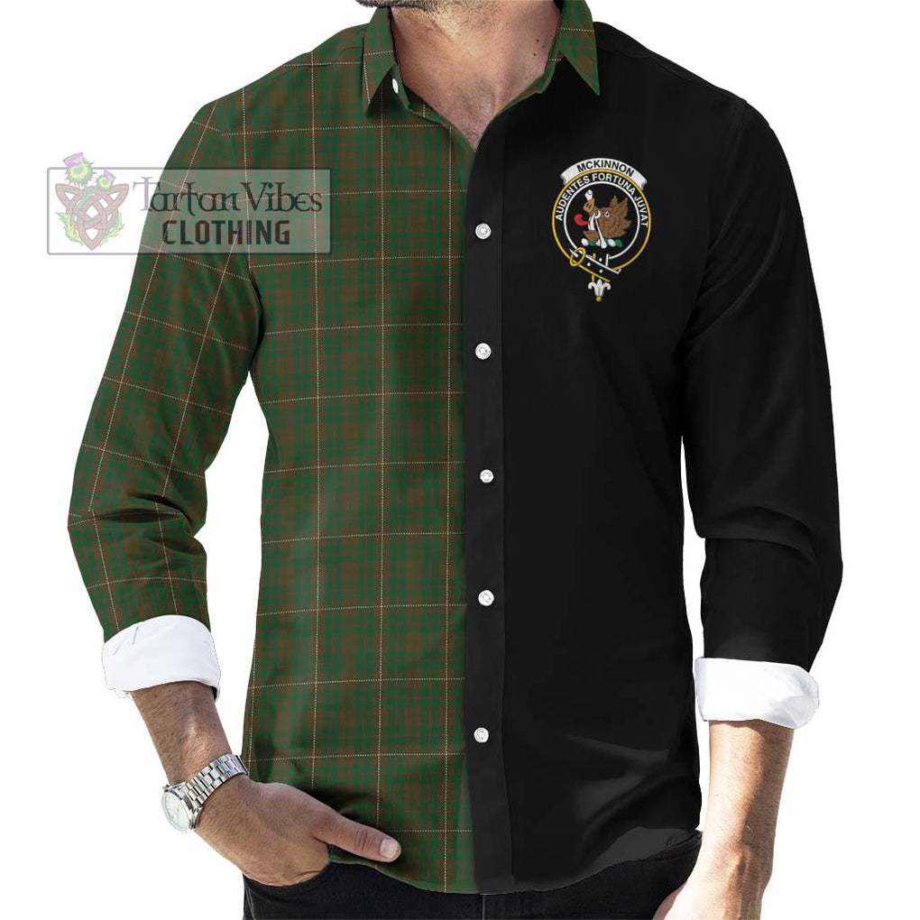 McKinnon Hunting Tartan Long Sleeve Button Shirt with Family Crest and Half Of Me Style - Tartanvibesclothing Shop