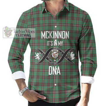 McKinnon Hunting Ancient Tartan Long Sleeve Button Shirt with Family Crest DNA In Me Style Men's Shirt S - Tartanvibesclothing Shop