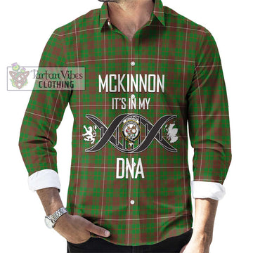 McKinnon Hunting Modern Tartan Long Sleeve Button Shirt with Family Crest DNA In Me Style Men's Shirt S - Tartanvibesclothing Shop