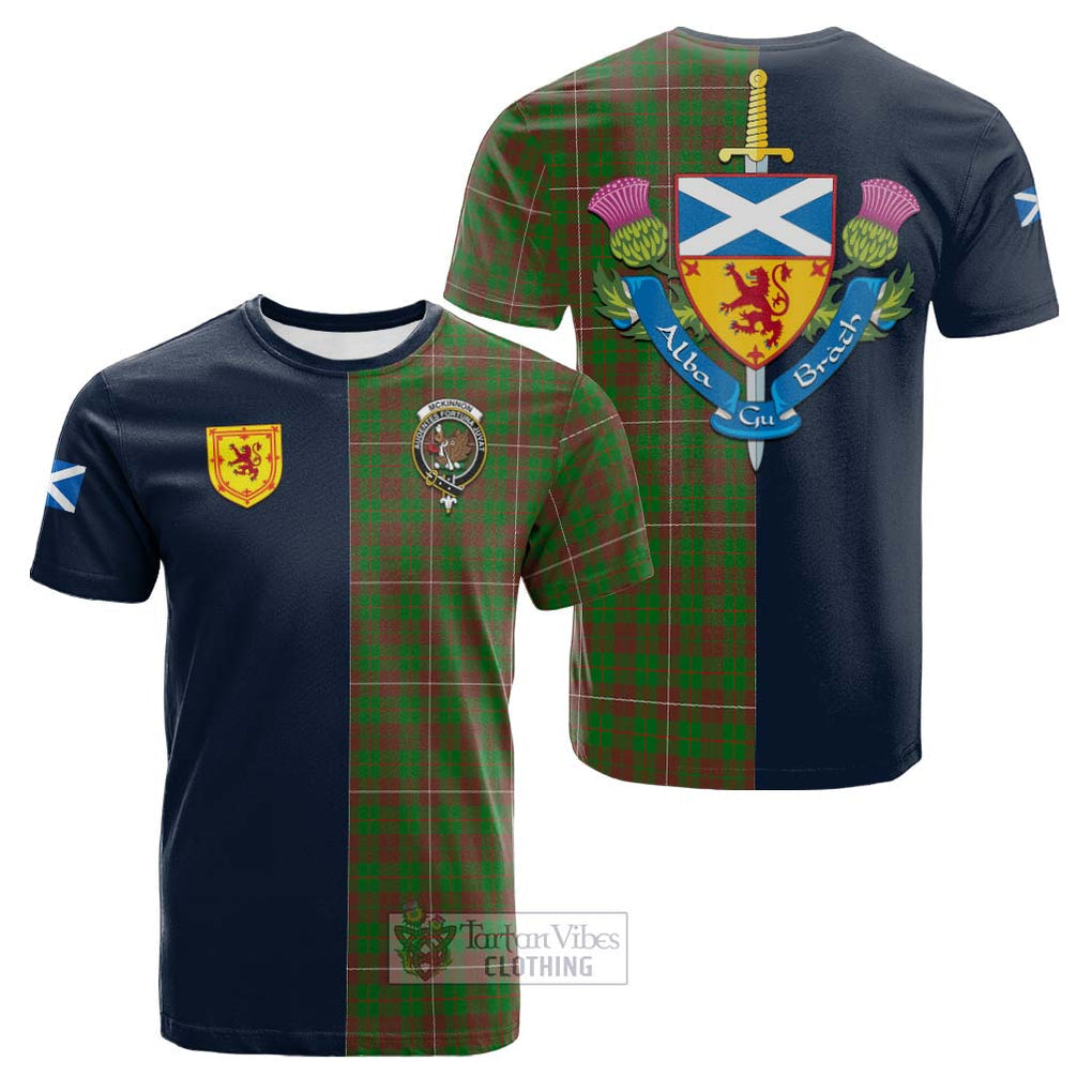 Tartan Vibes Clothing McKinnon Hunting Modern Tartan Cotton T-shirt with Scottish Lion Royal Arm Half Style