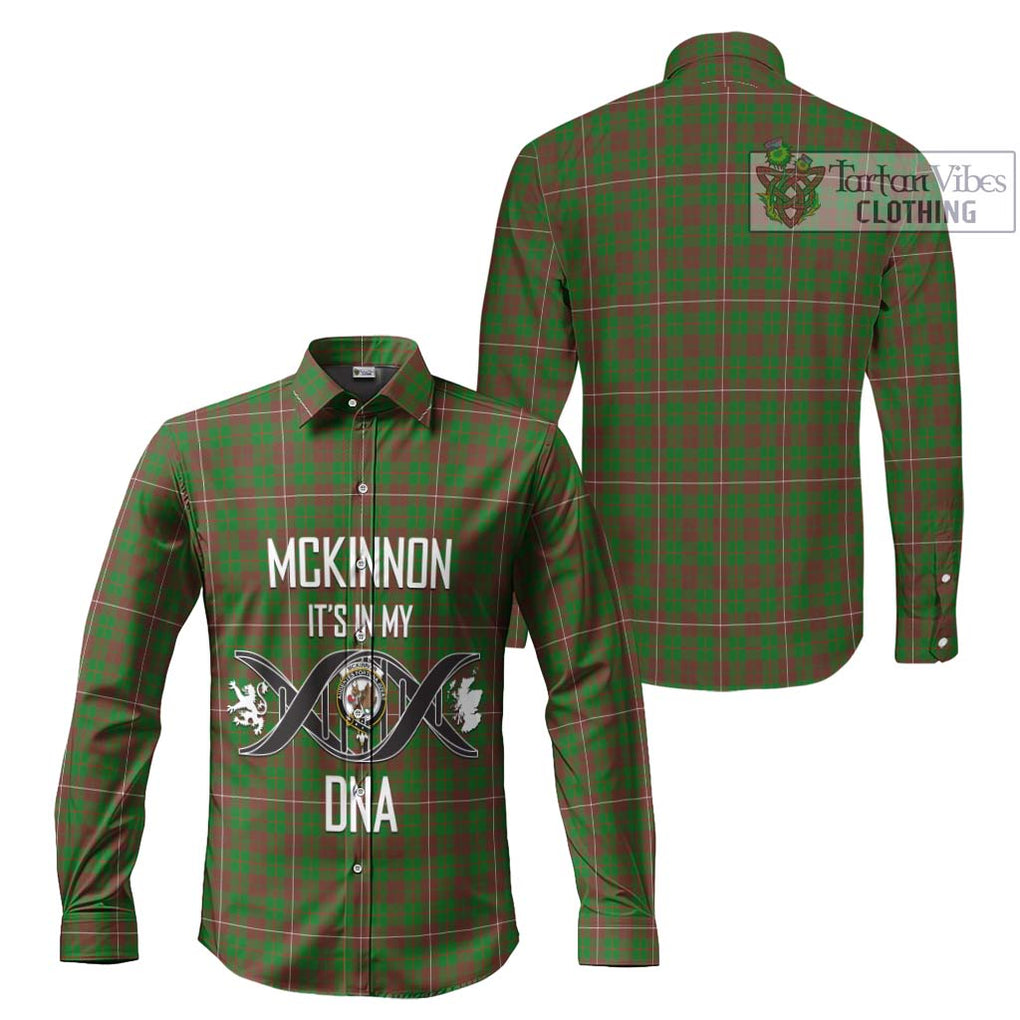 McKinnon Hunting Modern Tartan Long Sleeve Button Shirt with Family Crest DNA In Me Style Men's Shirt - Tartanvibesclothing Shop