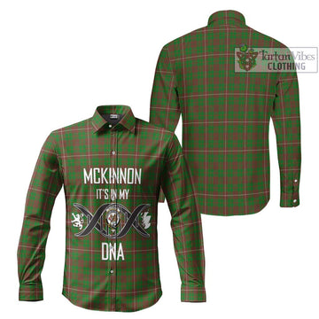 McKinnon Hunting Modern Tartan Long Sleeve Button Shirt with Family Crest DNA In Me Style Men's Shirt - Tartanvibesclothing Shop