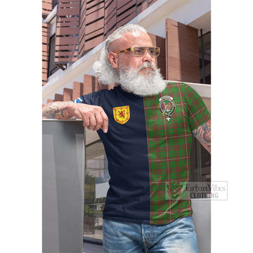 Tartan Vibes Clothing McKinnon Hunting Modern Tartan Cotton T-shirt with Scottish Lion Royal Arm Half Style