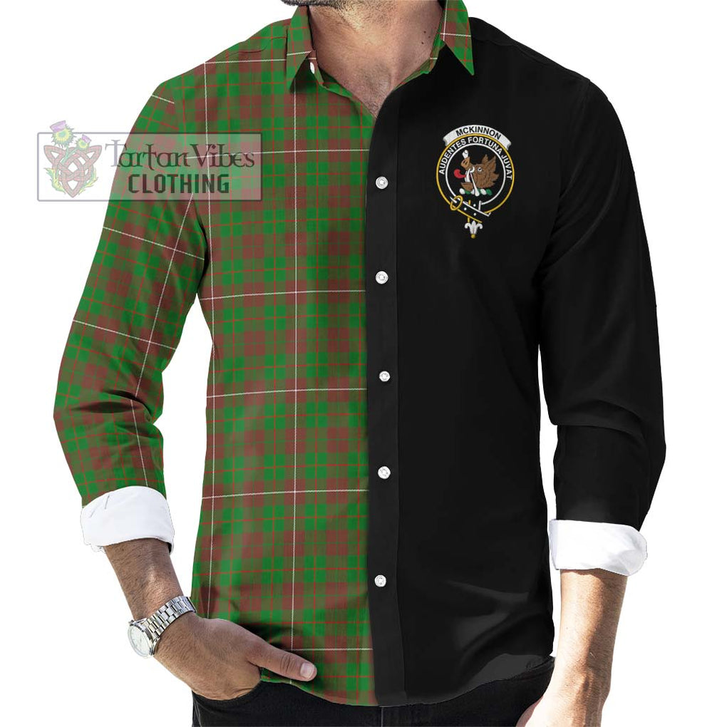 McKinnon Hunting Modern Tartan Long Sleeve Button Shirt with Family Crest and Half Of Me Style - Tartanvibesclothing Shop