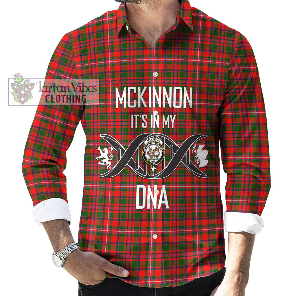 McKinnon Modern Tartan Long Sleeve Button Shirt with Family Crest DNA In Me Style Men's Shirt S - Tartanvibesclothing Shop