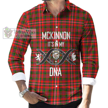McKinnon Modern Tartan Long Sleeve Button Shirt with Family Crest DNA In Me Style Men's Shirt S - Tartanvibesclothing Shop