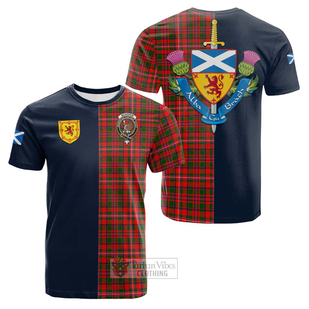 Tartan Vibes Clothing McKinnon Modern Tartan Cotton T-shirt with Scottish Lion Royal Arm Half Style