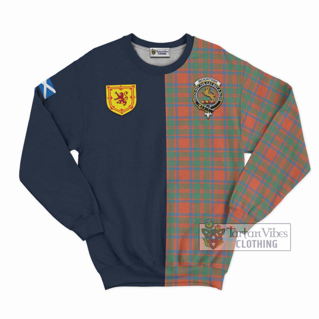 McKintosh Ancient Tartan Sweatshirt Alba with Scottish Lion Royal Arm Half Style Unisex - Tartan Vibes Clothing