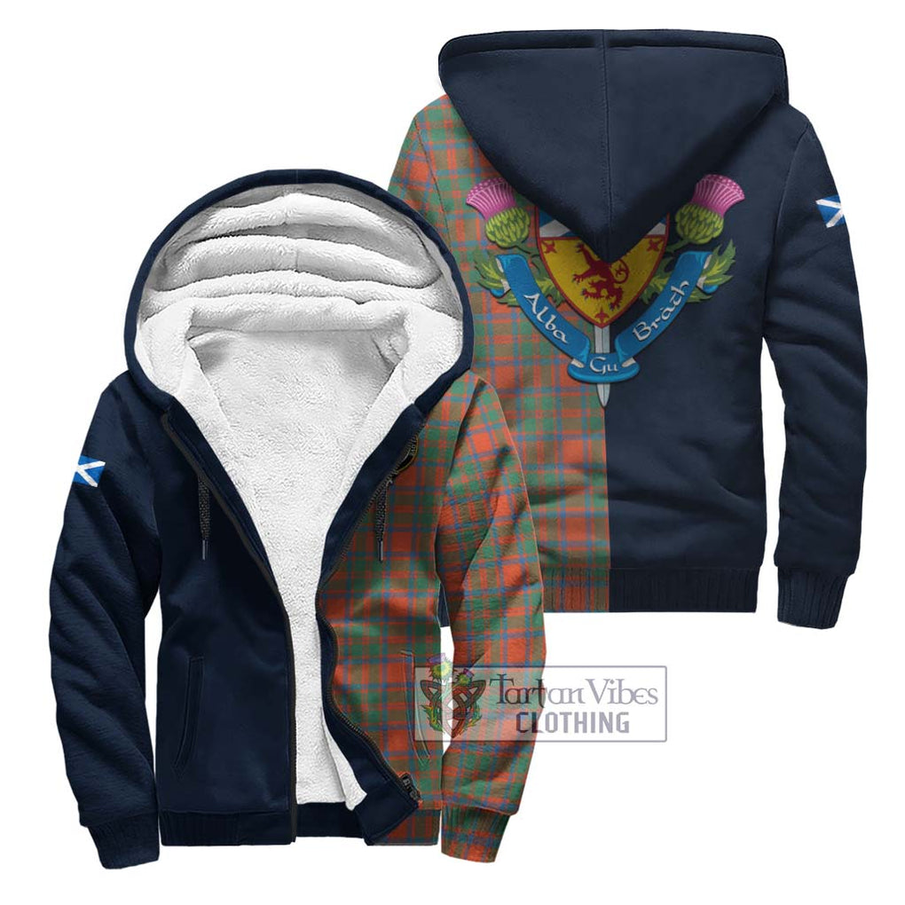 McKintosh Ancient Tartan Sherpa Hoodie Alba with Scottish Lion Royal Arm Half Style Unisex S - Tartan Vibes Clothing