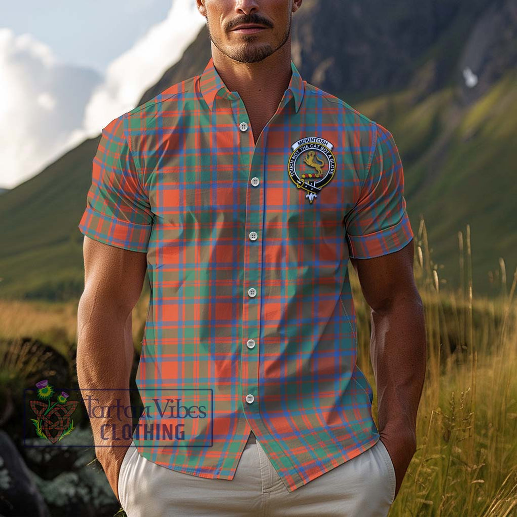 McKintosh Ancient Tartan Cotton Hawaiian Shirt with Family Crest Kid - Tartan Vibes Clothing