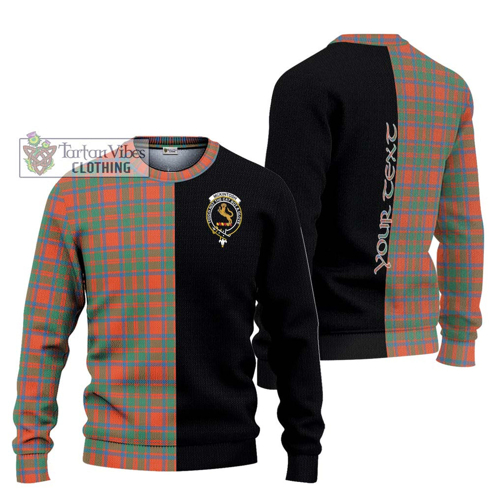 McKintosh Ancient Tartan Ugly Sweater with Family Crest and Half Of Me Style Unisex - Tartan Vibes Clothing
