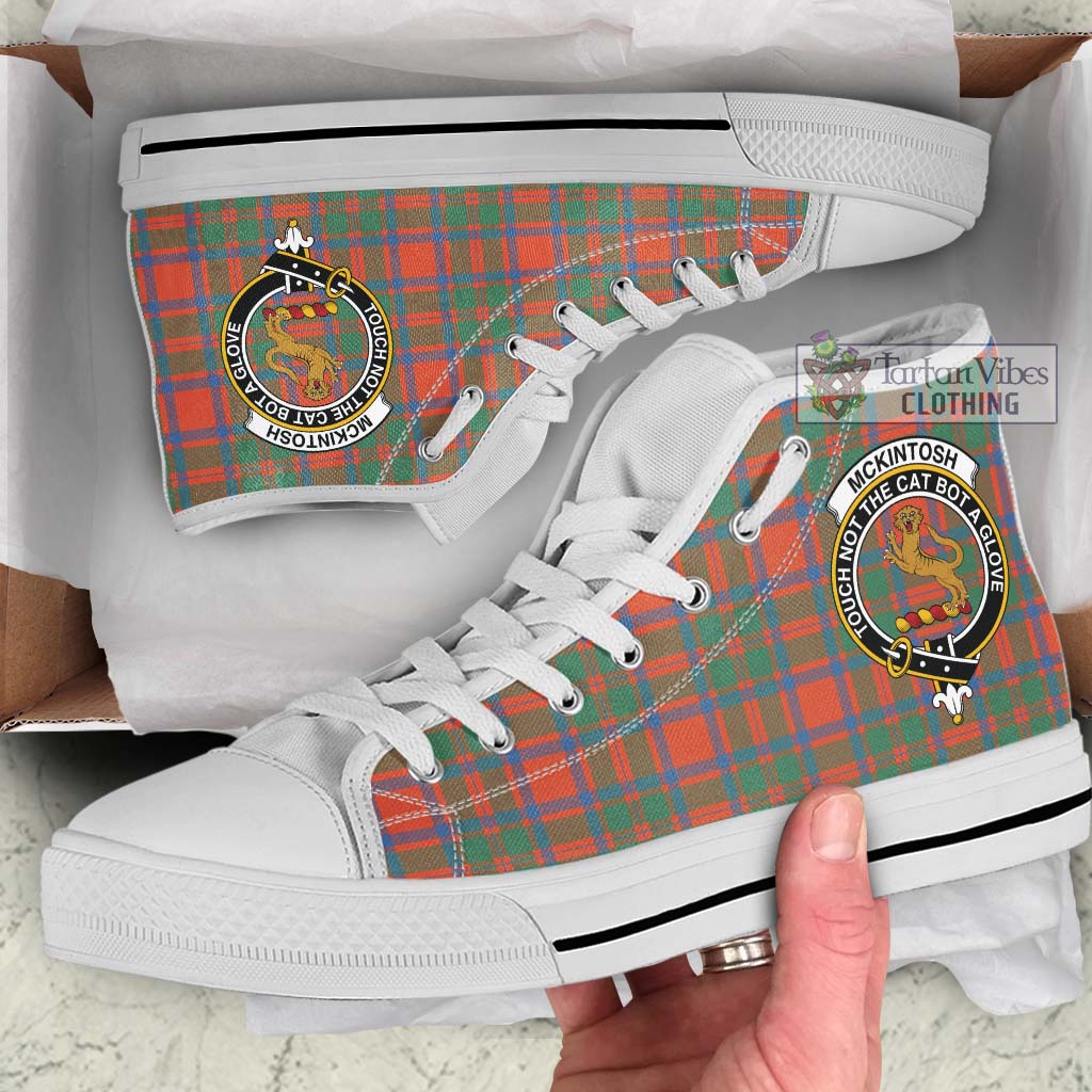 McKintosh Ancient Tartan High Top Shoes with Family Crest Kid High Top - White Sole - Tartan Vibes Clothing