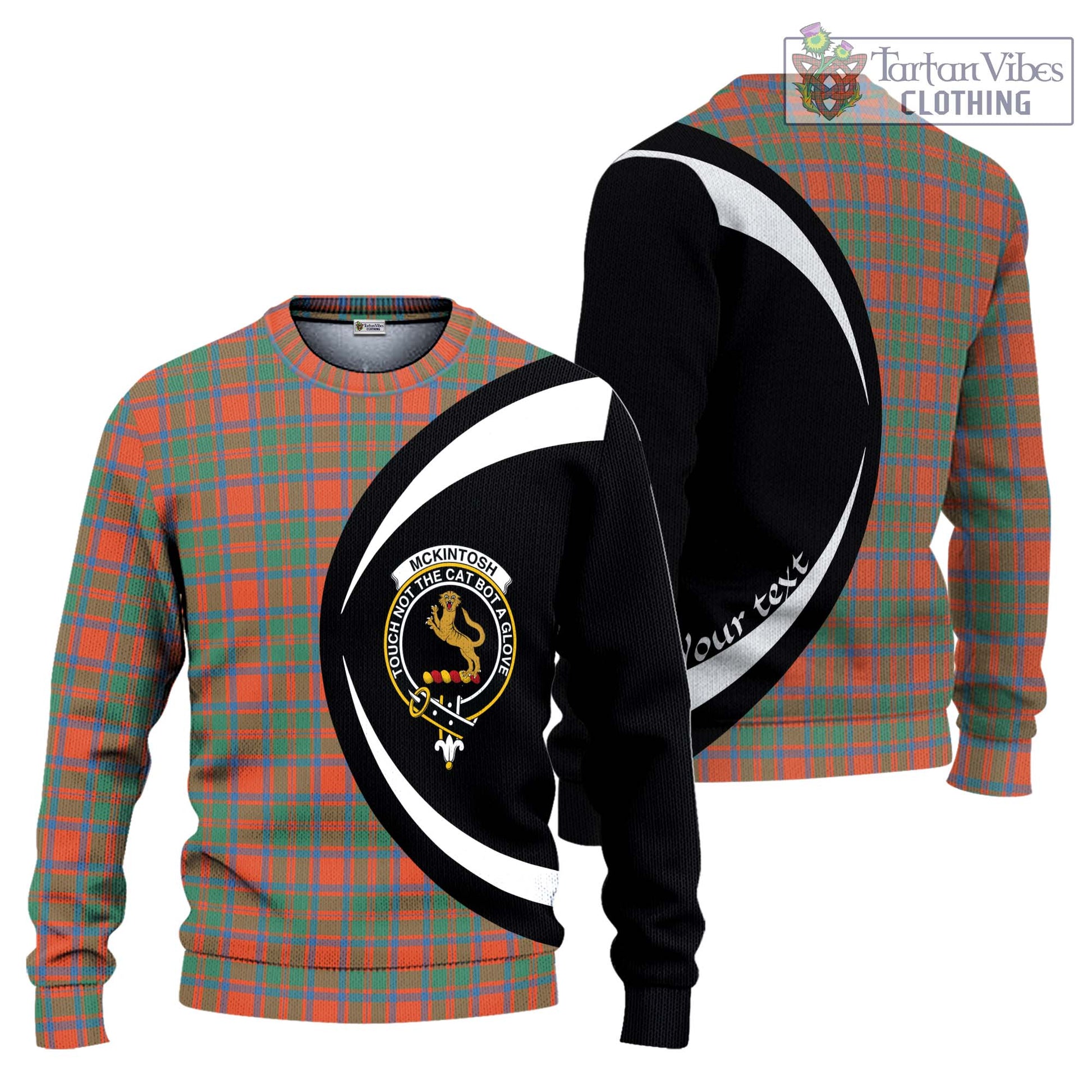 McKintosh Ancient Tartan Ugly Sweater with Family Crest Circle Style Unisex - Tartan Vibes Clothing