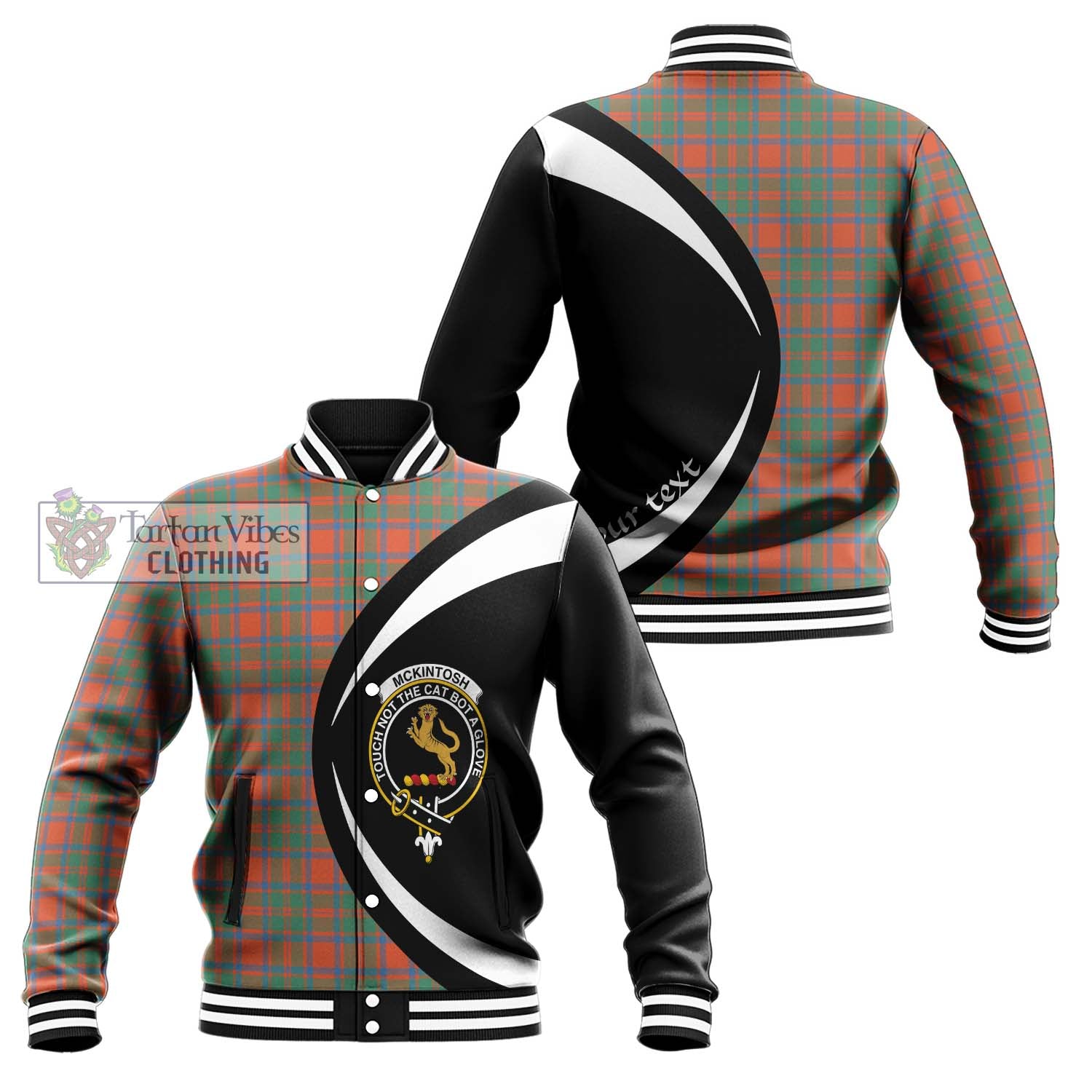 McKintosh Ancient Tartan Baseball Jacket with Family Crest Circle Style Unisex - Tartan Vibes Clothing