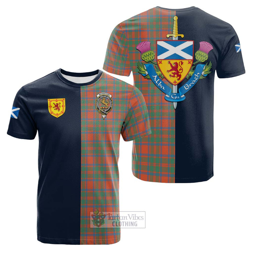 McKintosh Ancient Tartan Cotton T-shirt Alba with Scottish Lion Royal Arm Half Style Kid's Shirt - Tartan Vibes Clothing