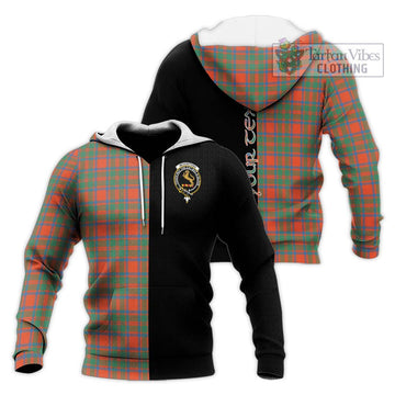 McKintosh Ancient Tartan Knitted Hoodie with Family Crest and Half Of Me Style Unisex Knitted Pullover Hoodie - Tartan Vibes Clothing