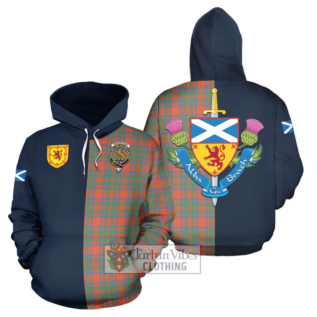McKintosh Ancient Tartan Hoodie Alba with Scottish Lion Royal Arm Half Style Zip Hoodie - Tartan Vibes Clothing