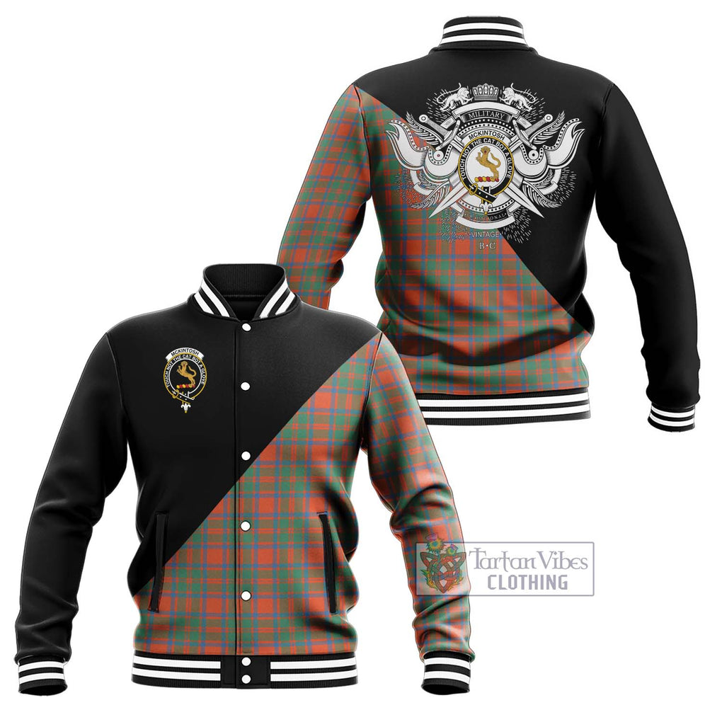 McKintosh Ancient Tartan Baseball Jacket with Family Crest and Military Logo Style Unisex - Tartan Vibes Clothing