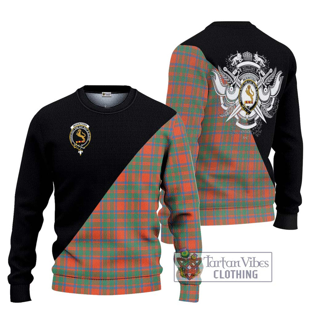 McKintosh Ancient Tartan Ugly Sweater with Family Crest and Military Logo Style Unisex - Tartan Vibes Clothing