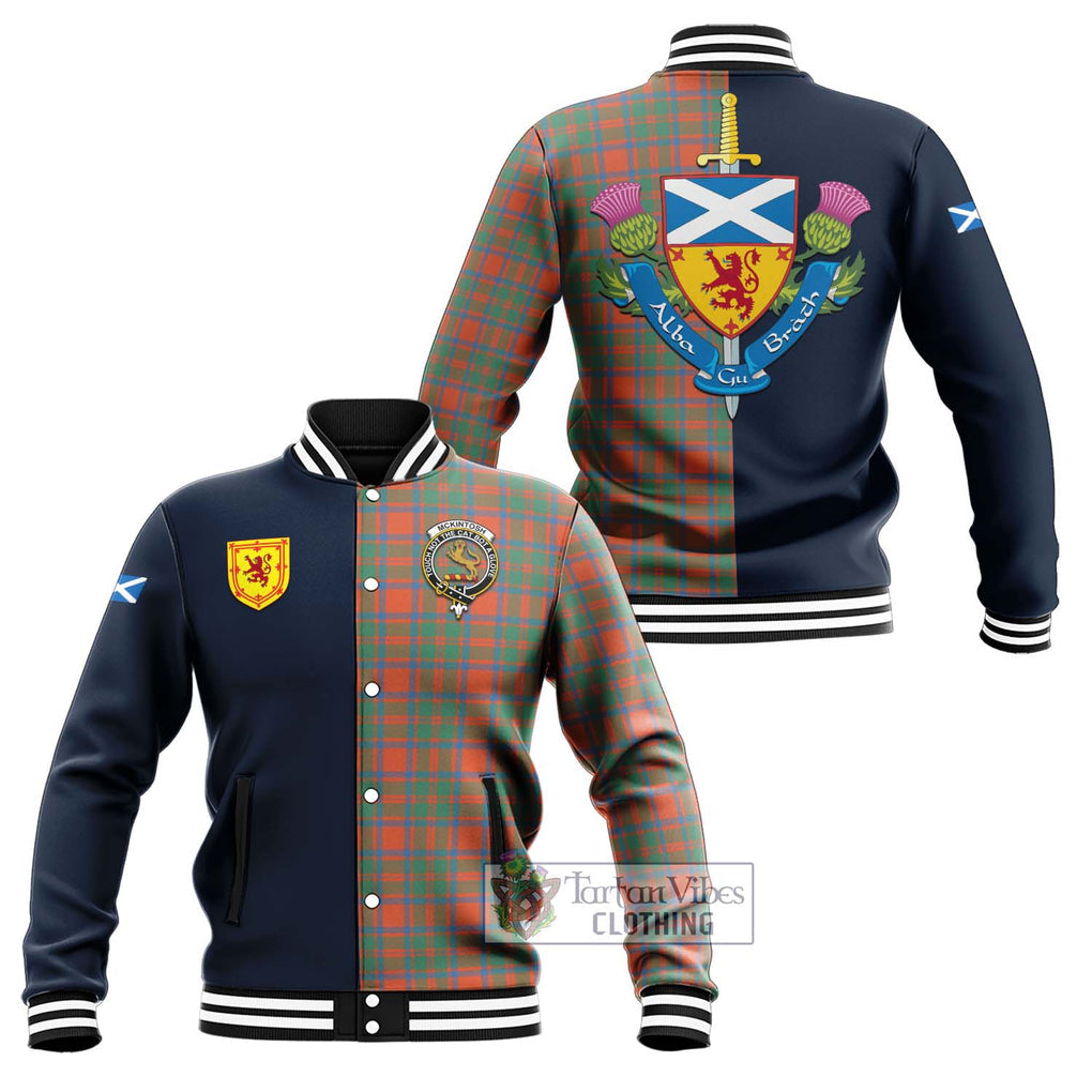 McKintosh Ancient Tartan Baseball Jacket Alba with Scottish Lion Royal Arm Half Style Unisex - Tartan Vibes Clothing