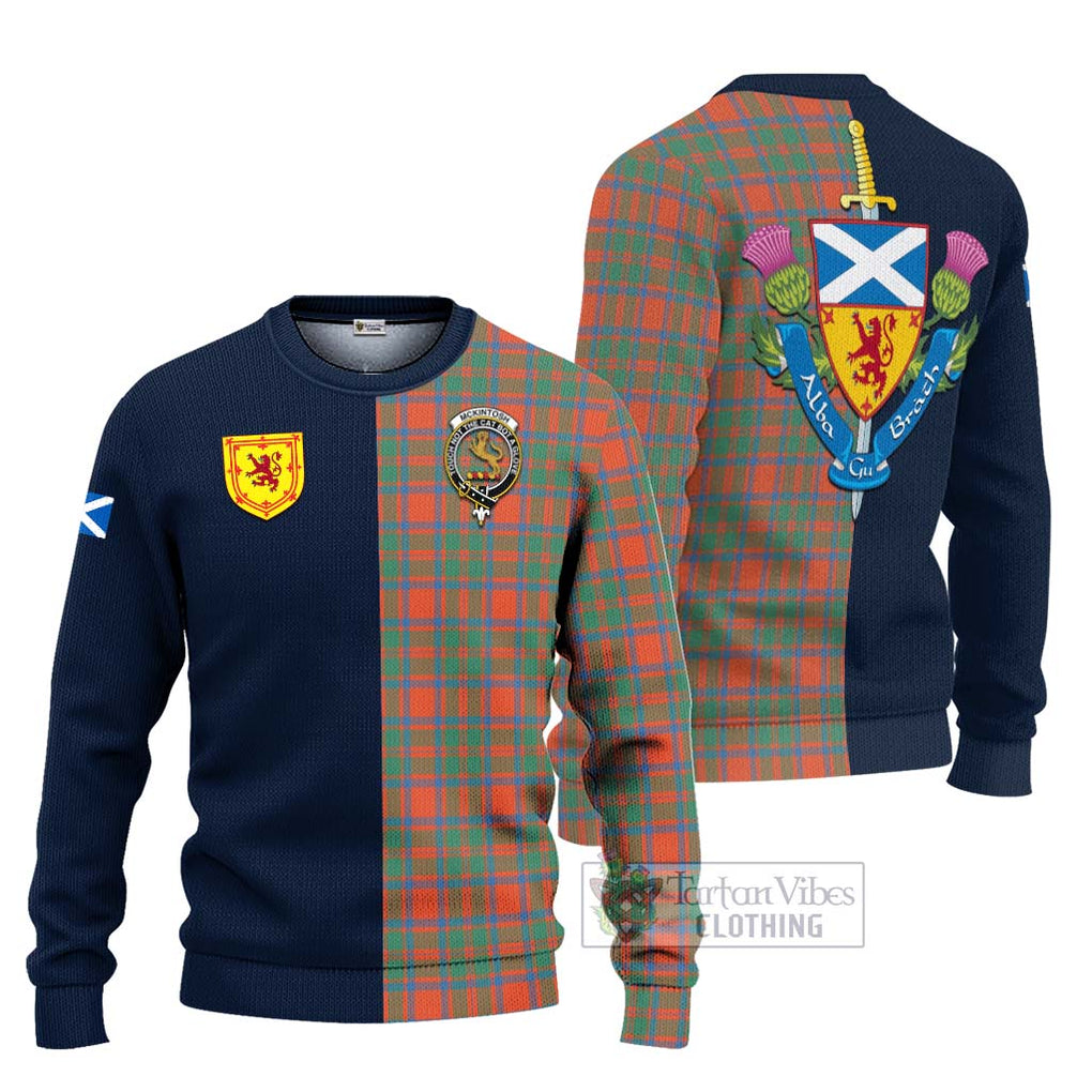 McKintosh Ancient Tartan Ugly Sweater Alba with Scottish Lion Royal Arm Half Style Unisex - Tartan Vibes Clothing