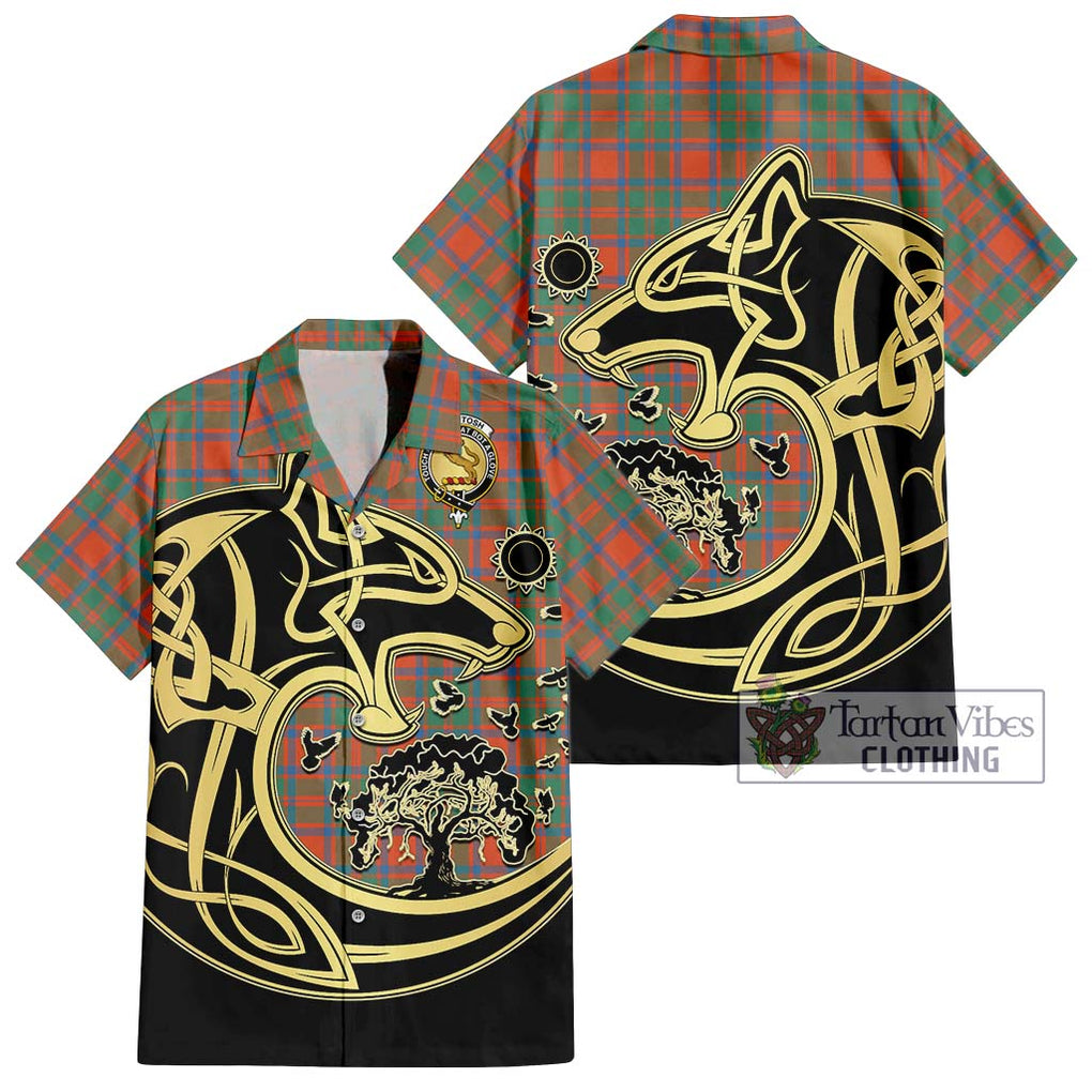 McKintosh Ancient Tartan Hawaiian Shirt with Family Crest Celtic Wolf Style Kid - Tartan Vibes Clothing