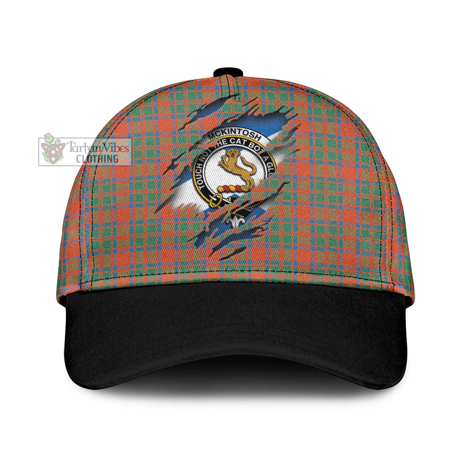 Tartan Vibes Clothing McKintosh Ancient Tartan Classic Cap with Family Crest In Me Style