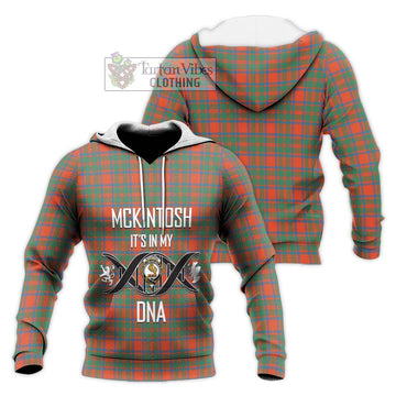McKintosh Ancient Tartan Knitted Hoodie with Family Crest DNA In Me Style Unisex Knitted Pullover Hoodie - Tartan Vibes Clothing