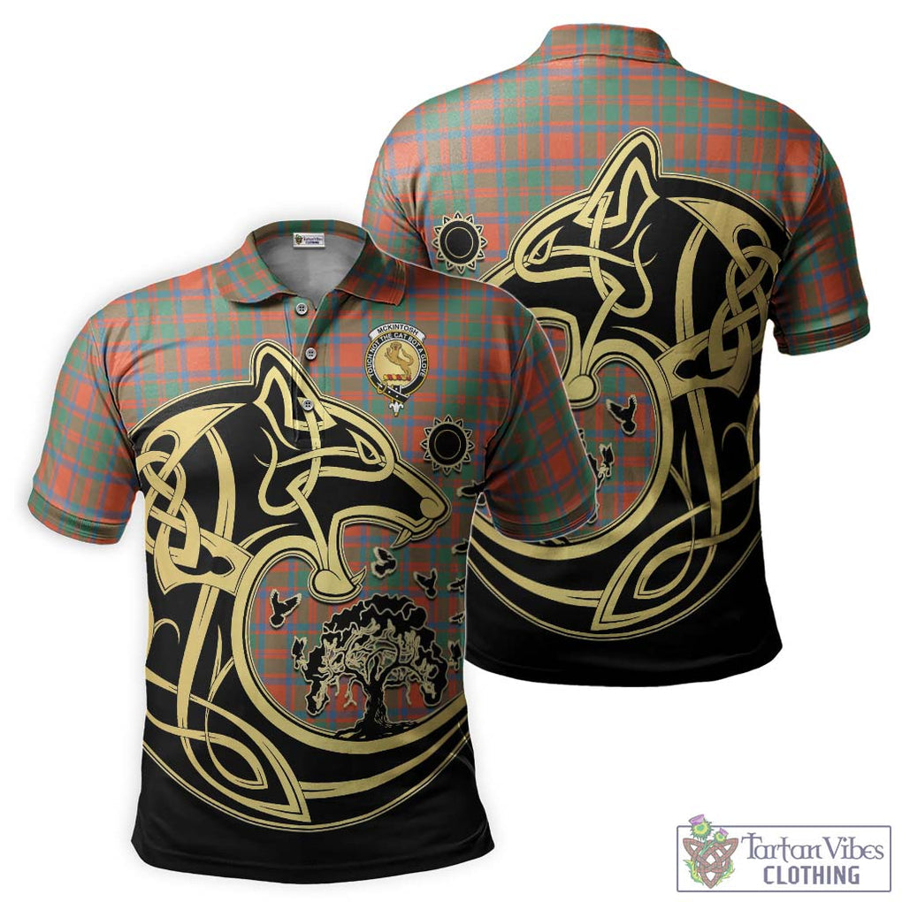 McKintosh Ancient Tartan Polo Shirt with Family Crest Celtic Wolf Style Kid - Tartan Vibes Clothing