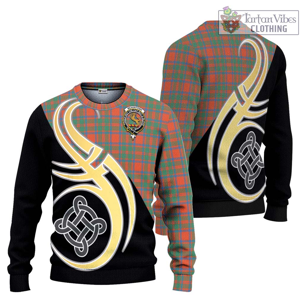 McKintosh Ancient Tartan Ugly Sweater with Family Crest and Celtic Symbol Style Unisex - Tartan Vibes Clothing
