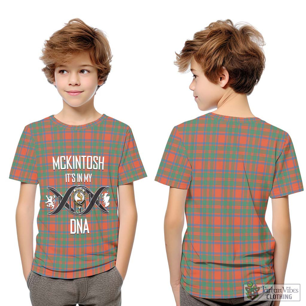 McKintosh Ancient Tartan Kid T-Shirt with Family Crest DNA In Me Style Youth XL Size14 - Tartan Vibes Clothing