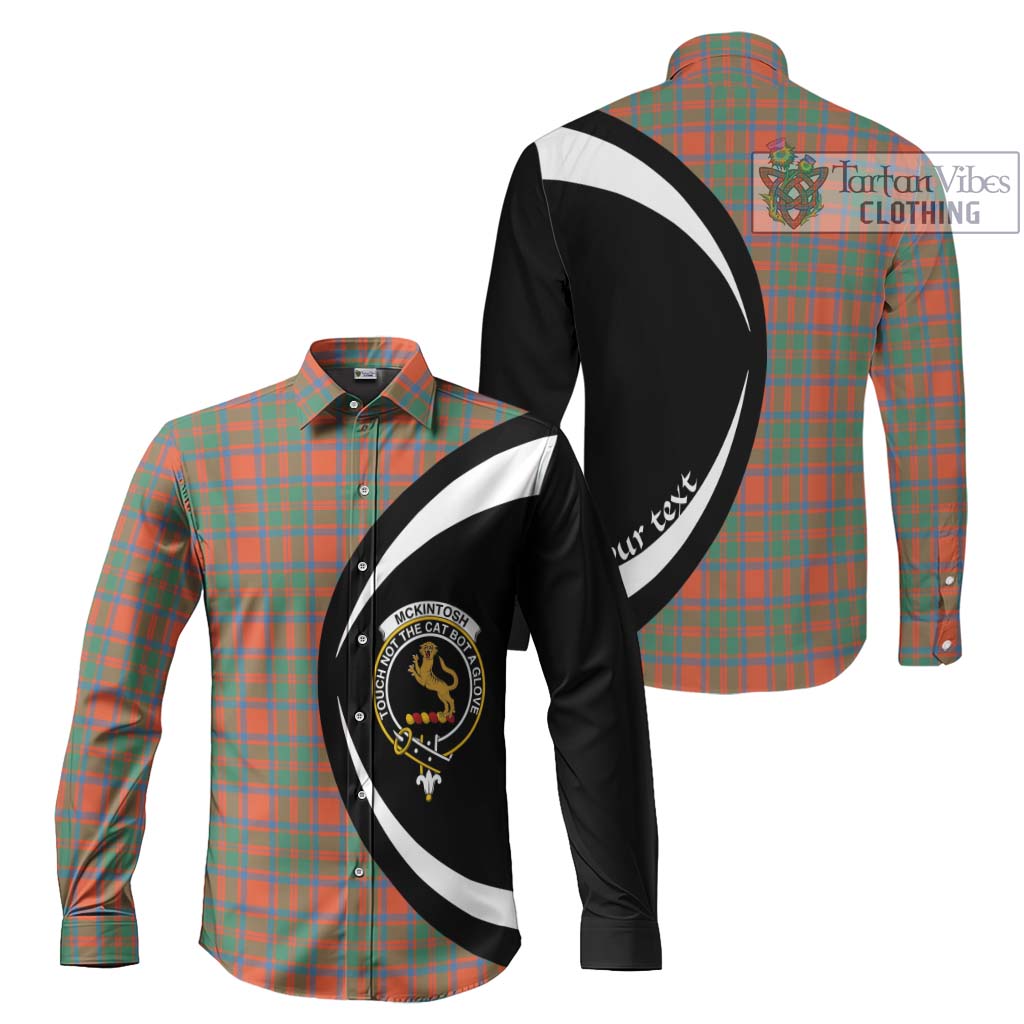 McKintosh Ancient Tartan Long Sleeve Button Up with Family Crest Circle Style Men's Shirt S - Tartan Vibes Clothing