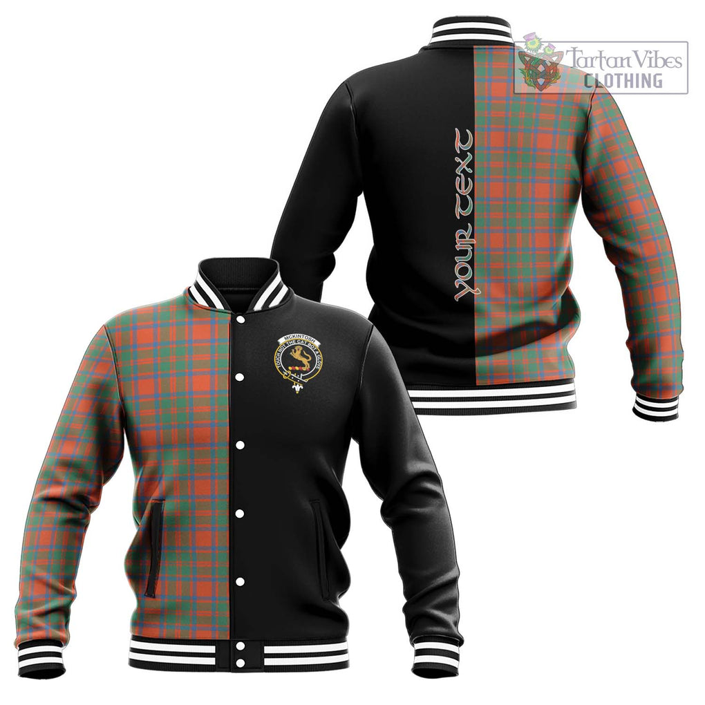 McKintosh Ancient Tartan Baseball Jacket with Family Crest and Half Of Me Style Unisex - Tartan Vibes Clothing