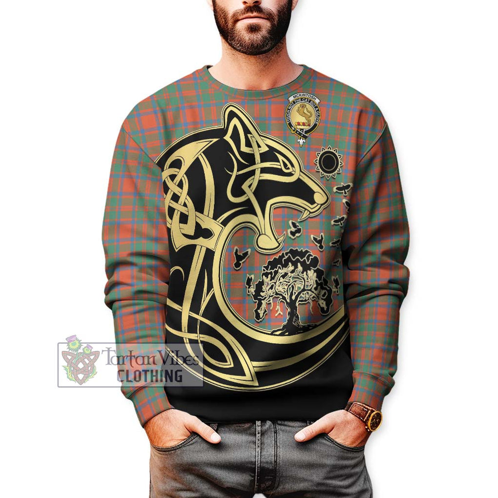 McKintosh Ancient Tartan Sweatshirt with Family Crest Celtic Wolf Style Unisex - Tartan Vibes Clothing