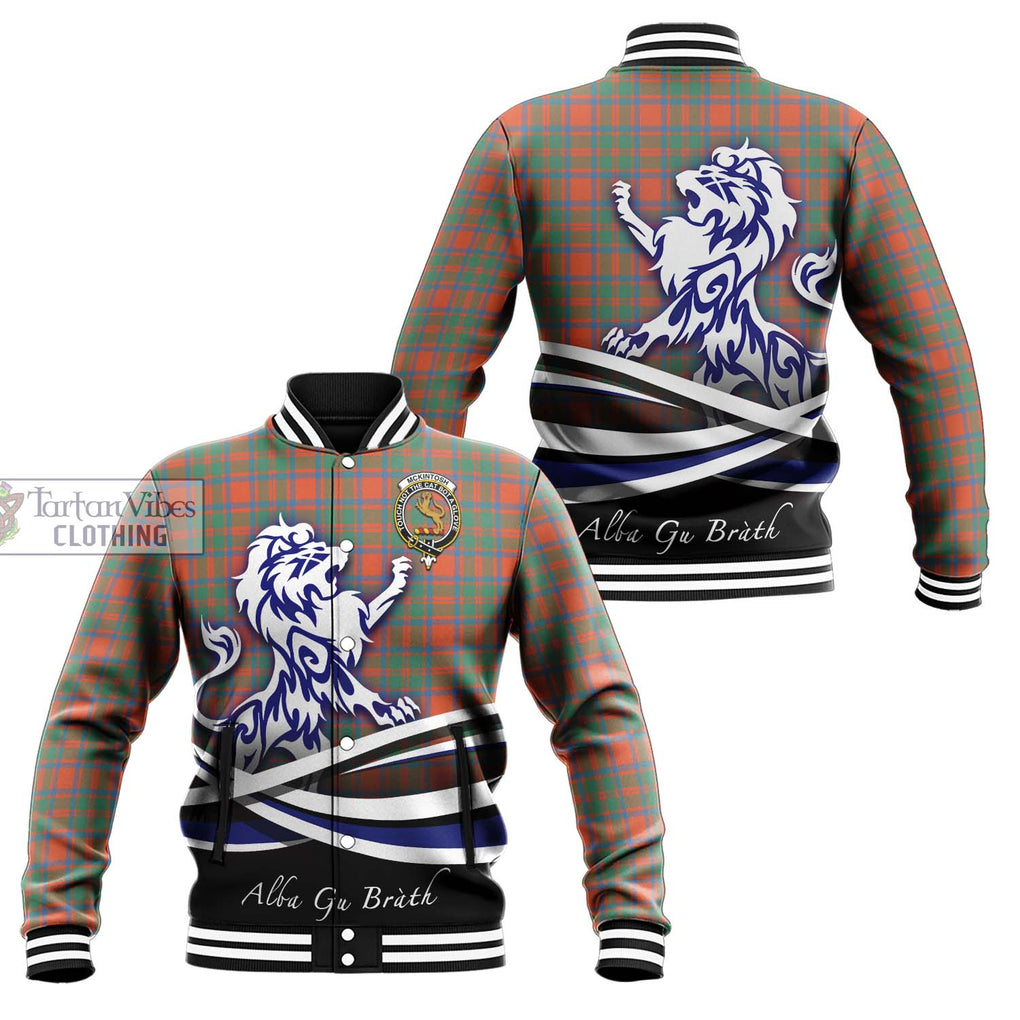 McKintosh Ancient Tartan Baseball Jacket with Alba Gu Brath Regal Lion Emblem Unisex - Tartan Vibes Clothing