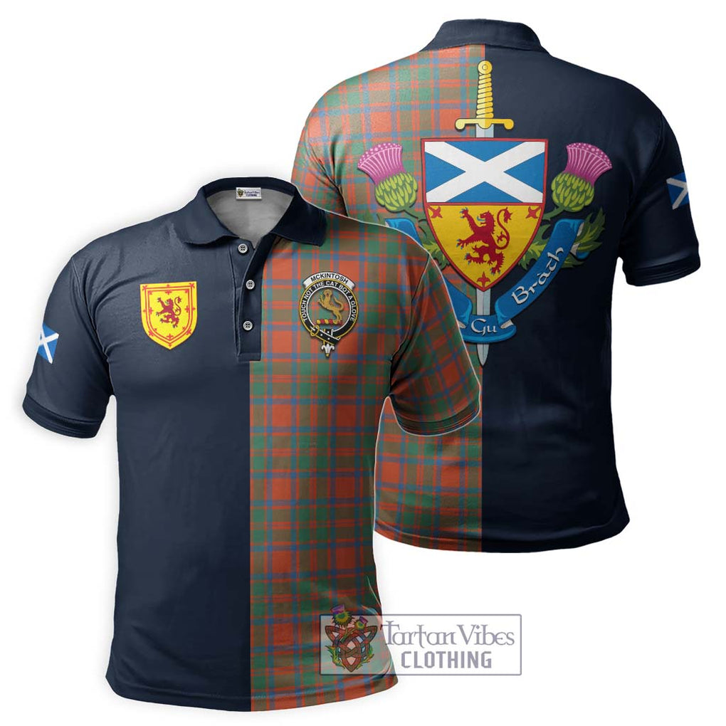 McKintosh Ancient Tartan Polo Shirt Alba with Scottish Lion Royal Arm Half Style Kid - Tartan Vibes Clothing