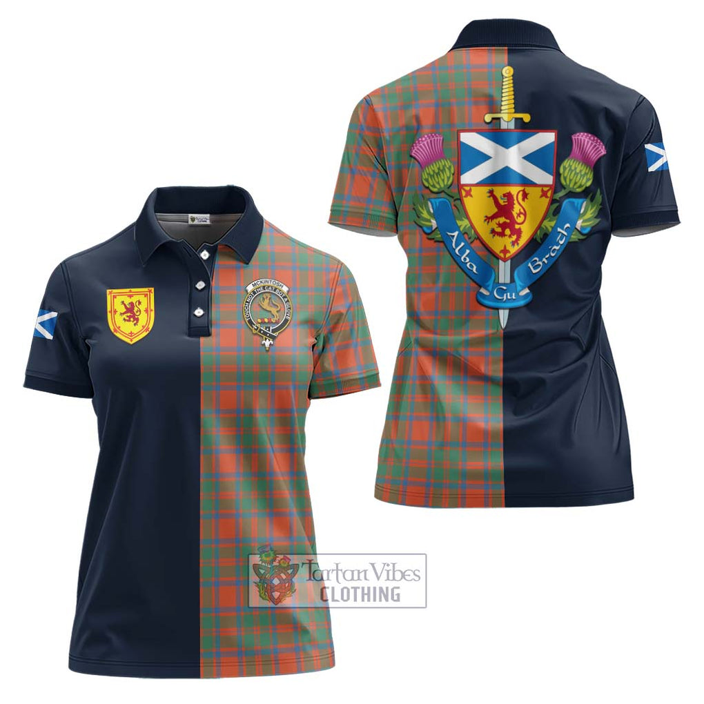 McKintosh Ancient Tartan Women's Polo Shirt Alba with Scottish Lion Royal Arm Half Style Women - Tartan Vibes Clothing