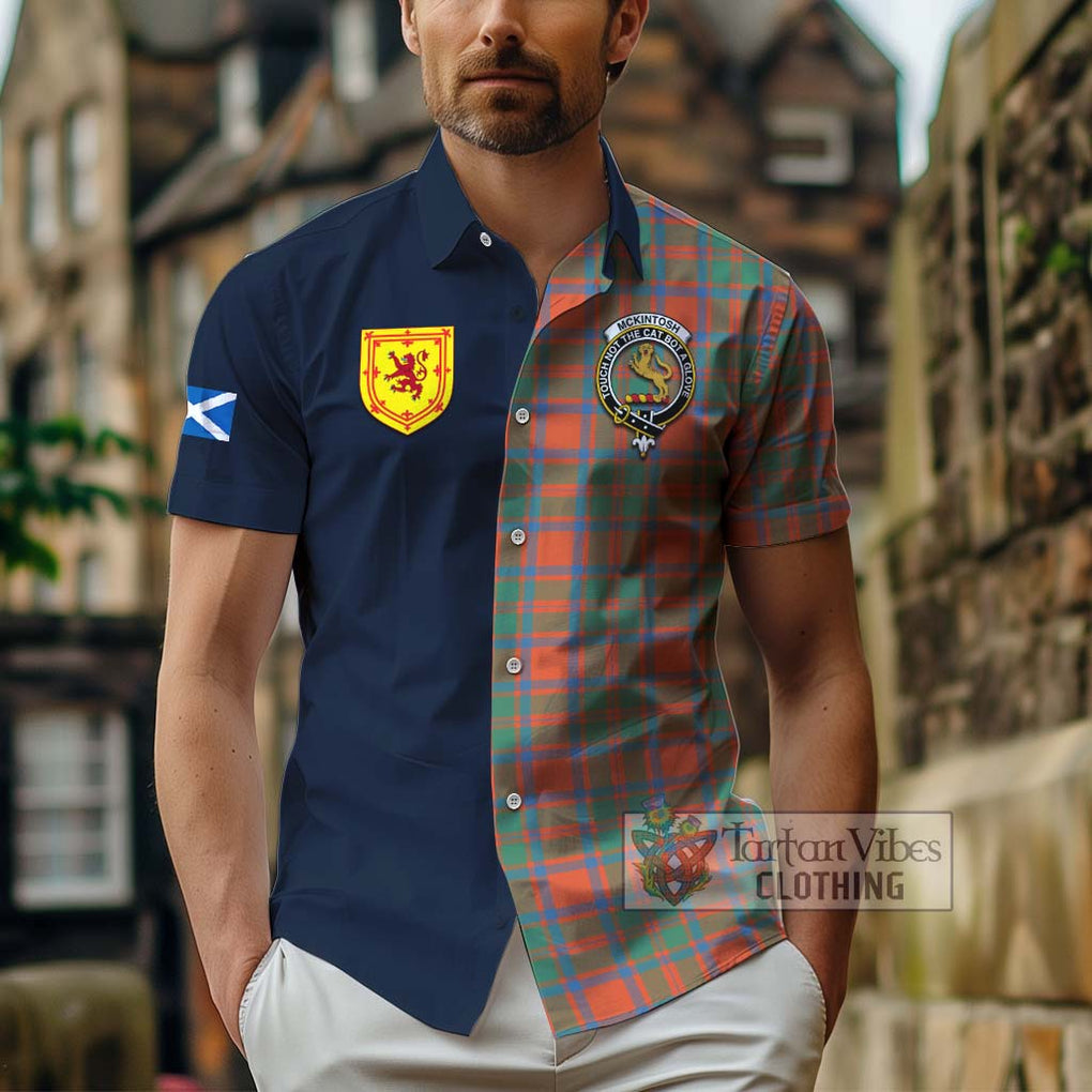 McKintosh Ancient Tartan Hawaiian Shirt Alba with Scottish Lion Royal Arm Half Style - Tartan Vibes Clothing