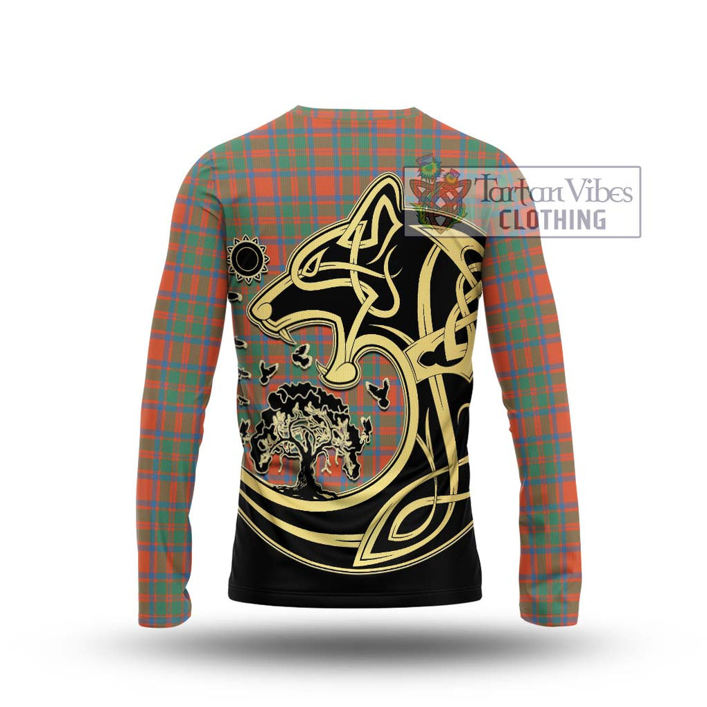 McKintosh Ancient Tartan Long Sleeve T-Shirt with Family Crest Celtic Wolf Style - Tartan Vibes Clothing