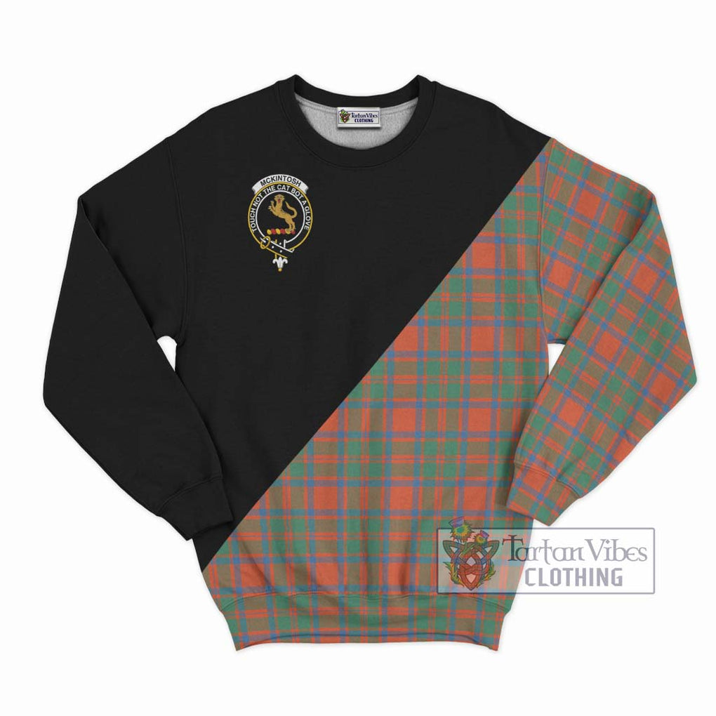 McKintosh Ancient Tartan Sweatshirt with Family Crest and Military Logo Style - Tartan Vibes Clothing