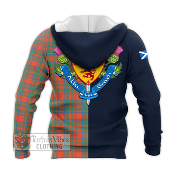McKintosh Ancient Tartan Knitted Hoodie Alba with Scottish Lion Royal Arm Half Style - Tartan Vibes Clothing
