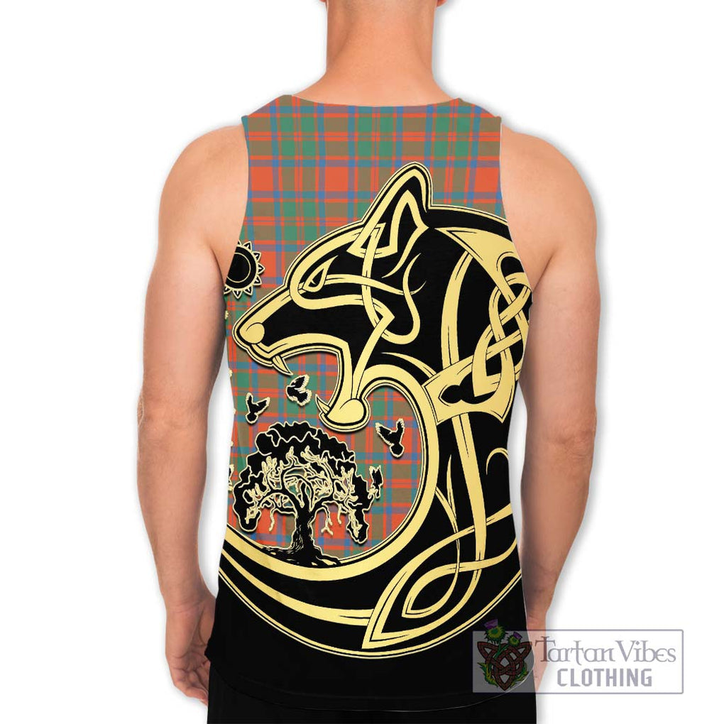 McKintosh Ancient Tartan Men's Tank Top with Family Crest Celtic Wolf Style - Tartan Vibes Clothing