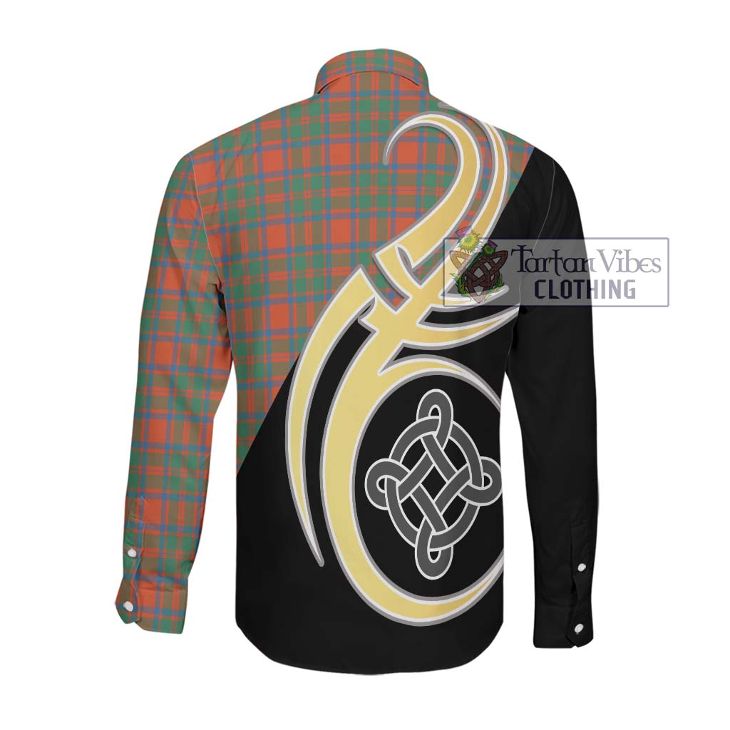 McKintosh Ancient Tartan Long Sleeve Button Shirt with Family Crest and Celtic Symbol Style Men's Shirt - Tartan Vibes Clothing