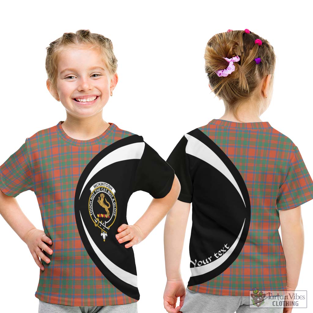 McKintosh Ancient Tartan Kid T-Shirt with Family Crest Circle Style - Tartan Vibes Clothing