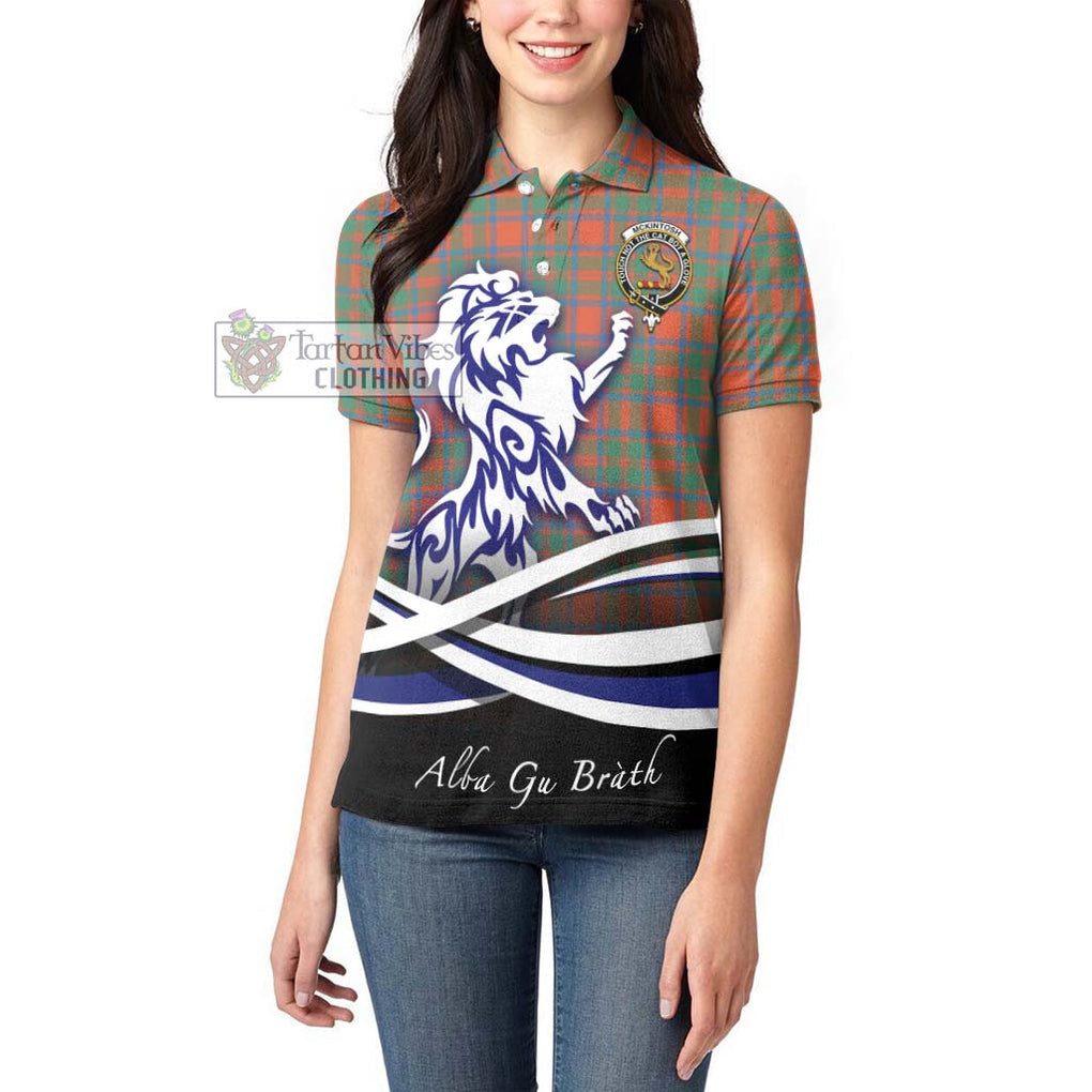 McKintosh Ancient Tartan Women's Polo Shirt with Alba Gu Brath Regal Lion Emblem - Tartan Vibes Clothing